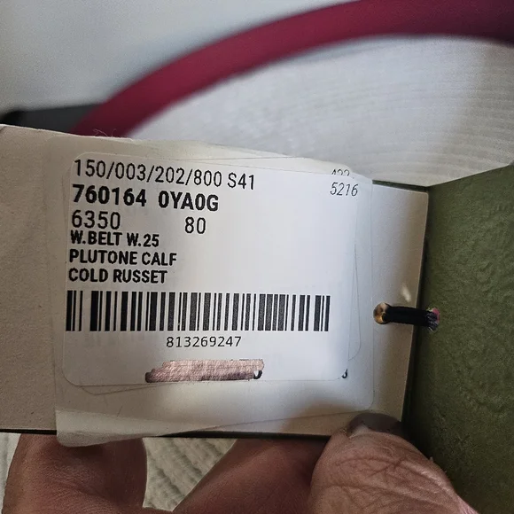 GUCCI Plutone Calf Leather Belt – Cold Russet (80/32) New With Tags - Picture 5 of 8